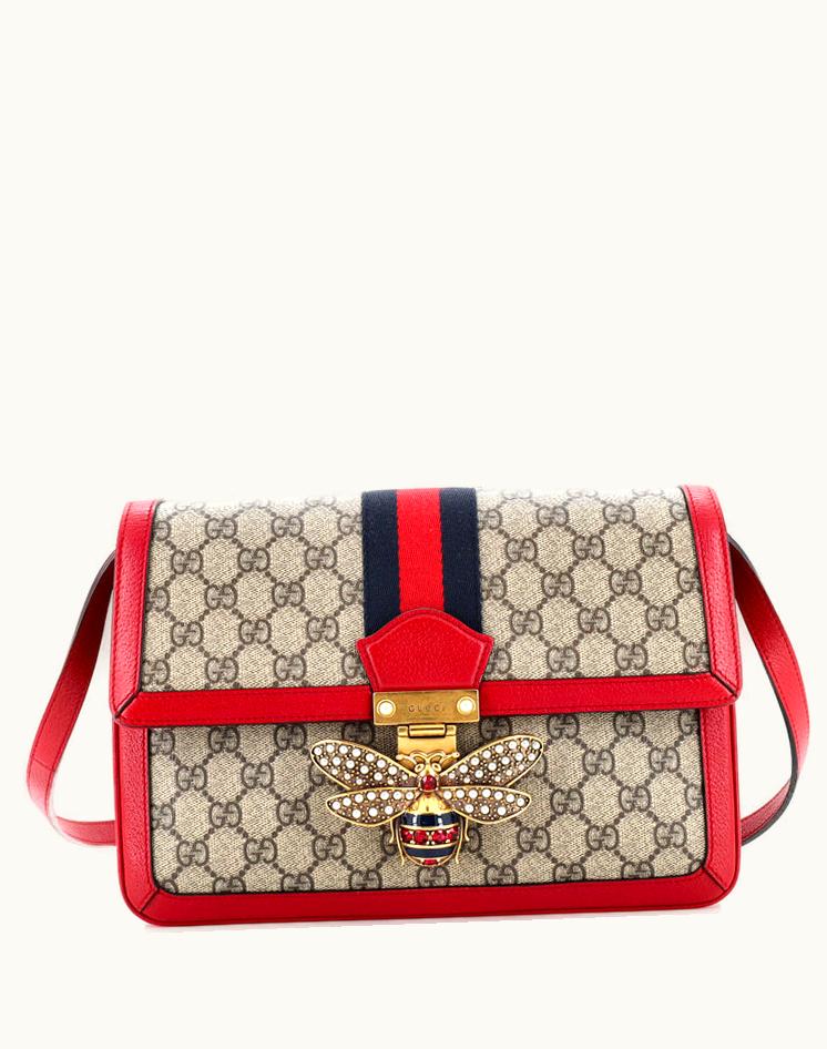 Gucci Gucci Queen Margaret Shoulder Bag GG Coated Canvas Medium Brown/Red Aged Gold