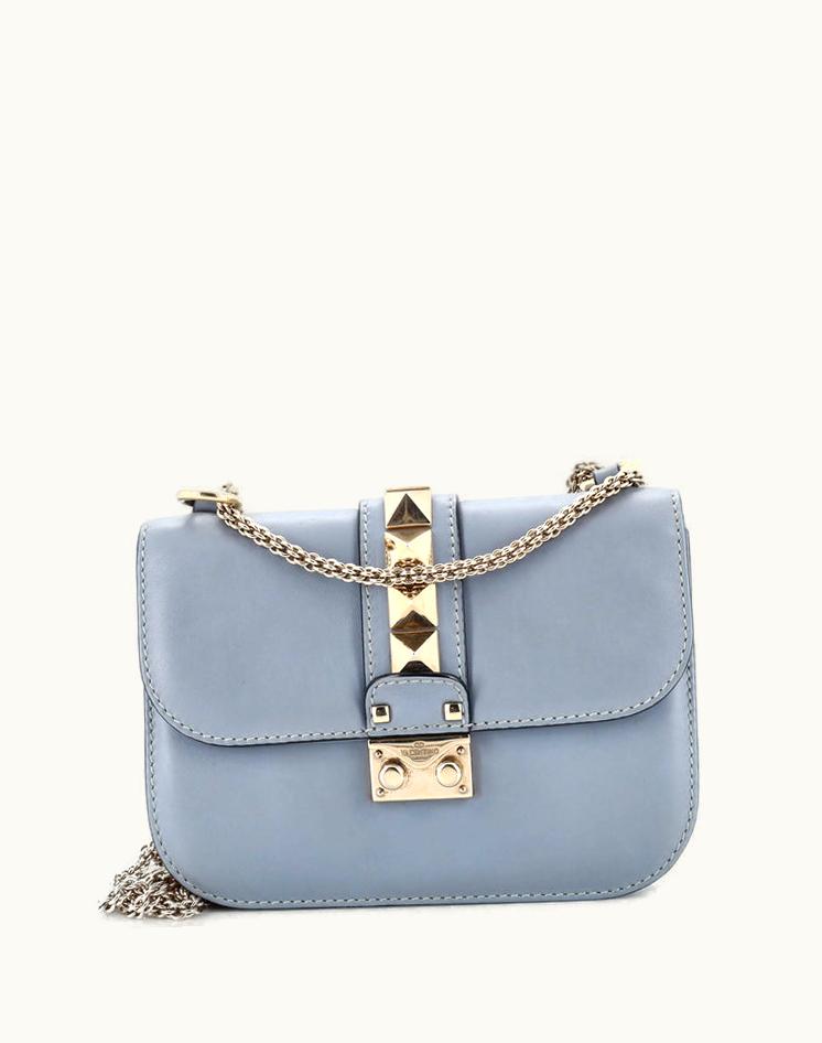 Valentino Valentino Glam Lock Shoulder Bag Leather Small Blue