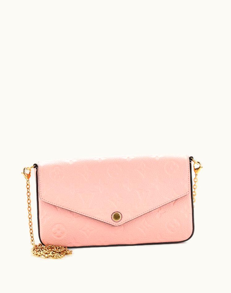 Louis Vuitton Louis Vuitton Felicie Pochette Monogram Empreinte Leather Pink Gold