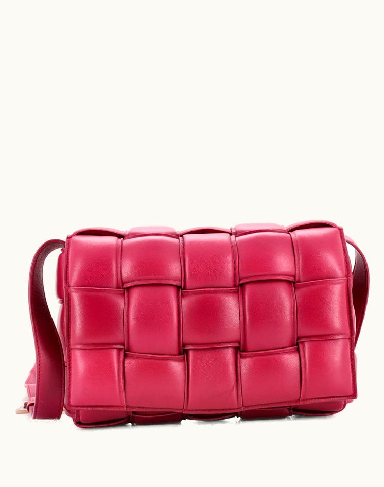 Bottega Veneta Bottega Veneta Cassette Crossbody Bag Padded Maxi Intrecciato Leather in Pink