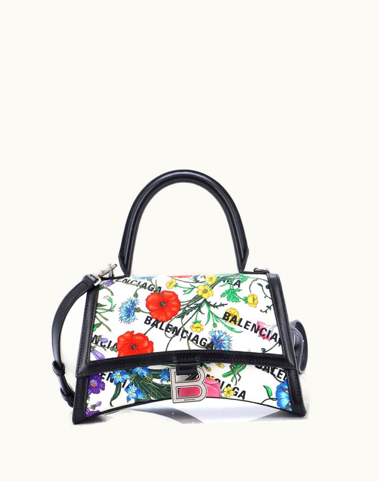 Gucci Gucci X Balenciaga The Hacker Project Hourglass Top Handle Bag Flora Canvas Small in Black