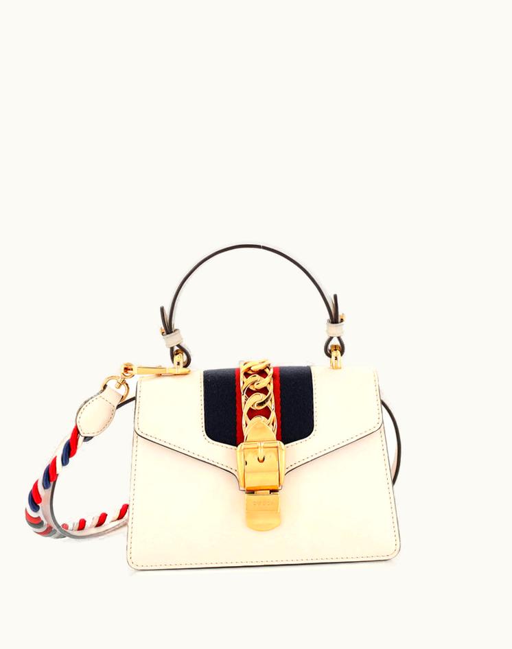 Gucci Gucci Sylvie Top Handle Bag Leather Mini White