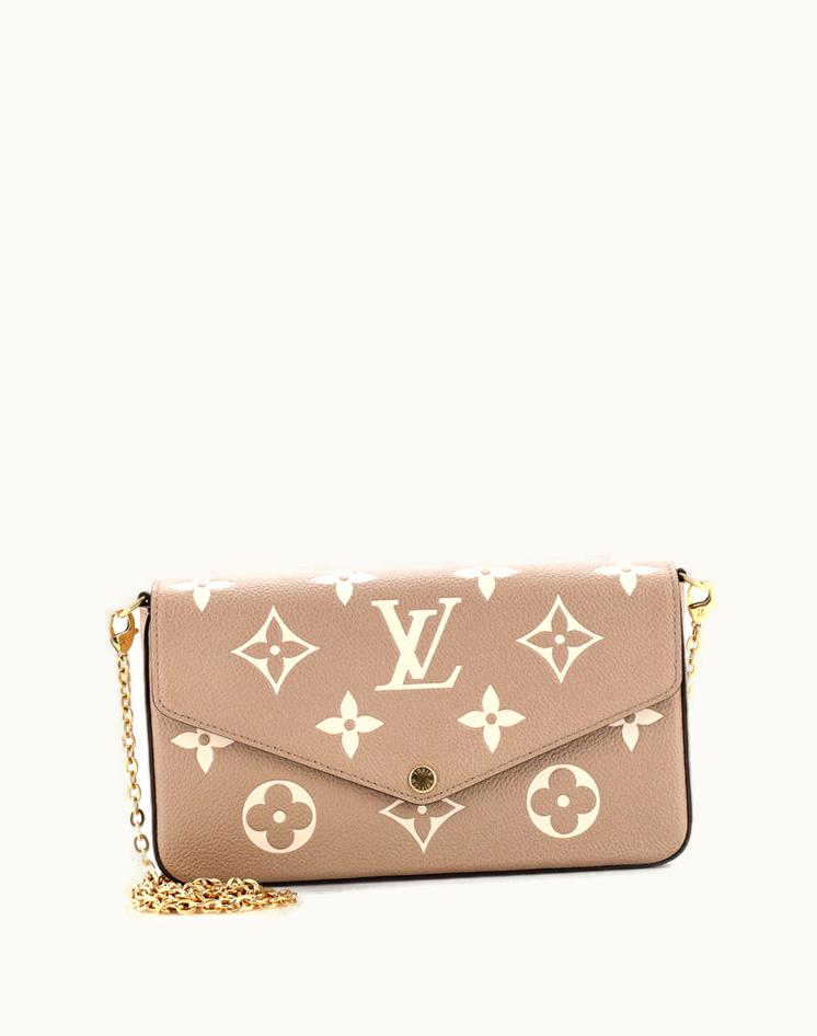 Louis Vuitton Louis Vuitton Felicie Pochette Bicolor Monogram Empreinte Giant Leather Neutral Gray Gold