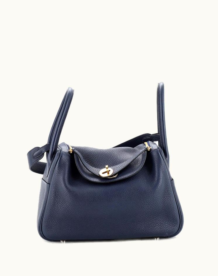 Hermès Hermès Lindy Bag Clemence 26 Blue Leather Gold Hardware