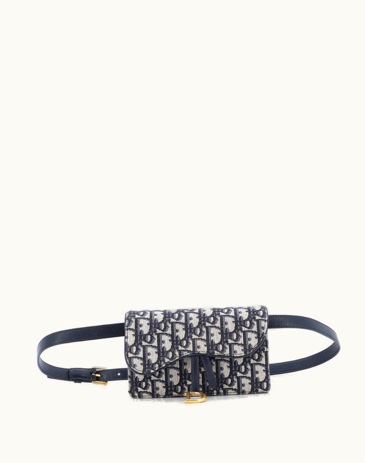 Dior Christian Dior Saddle Rectangular Belt Bag Oblique Canvas Blue