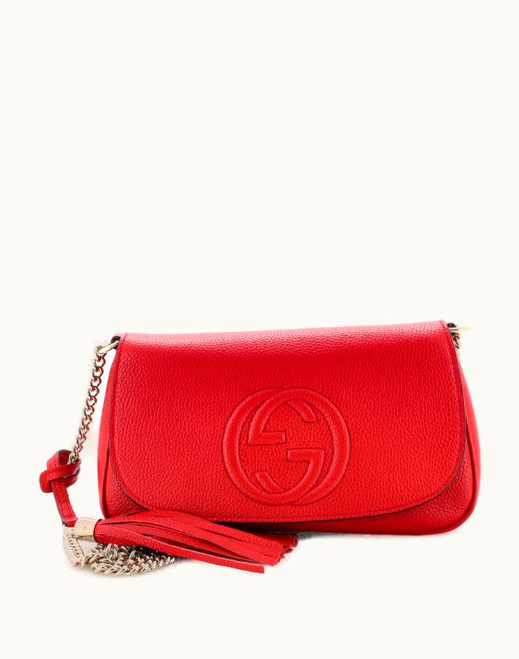 Gucci Gucci Soho Chain Crossbody Bag (Outlet) Leather Medium Red