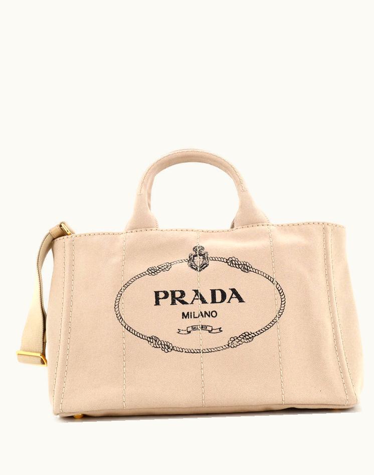 Prada Prada Canapa Convertible Tote Canvas Medium in Neutral Canvas