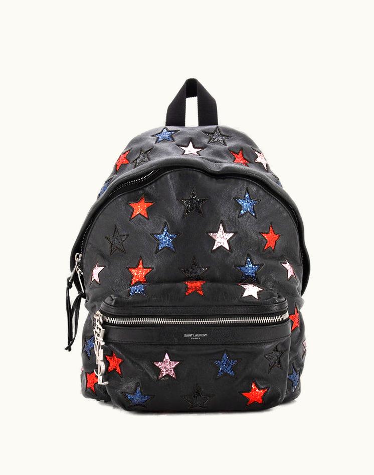 Saint Laurent Saint Laurent City Backpack Glitter Inlaid Leather Mini