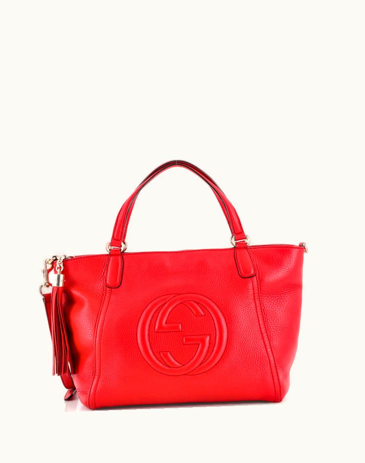 Gucci Gucci Soho Convertible Top Handle Bag Leather Small in Red