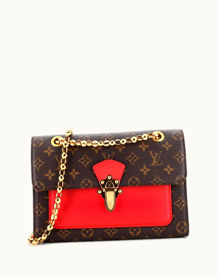 Louis Vuitton Louis Vuitton Victoire Handbag Monogram Canvas And Leather Brown Red Gold