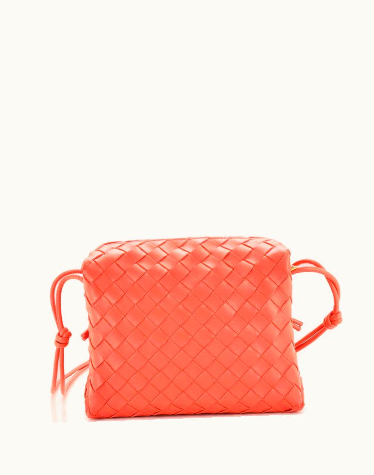 Bottega Veneta Bottega Veneta Loop Crossbody Bag Intrecciato Nappa Small Red
