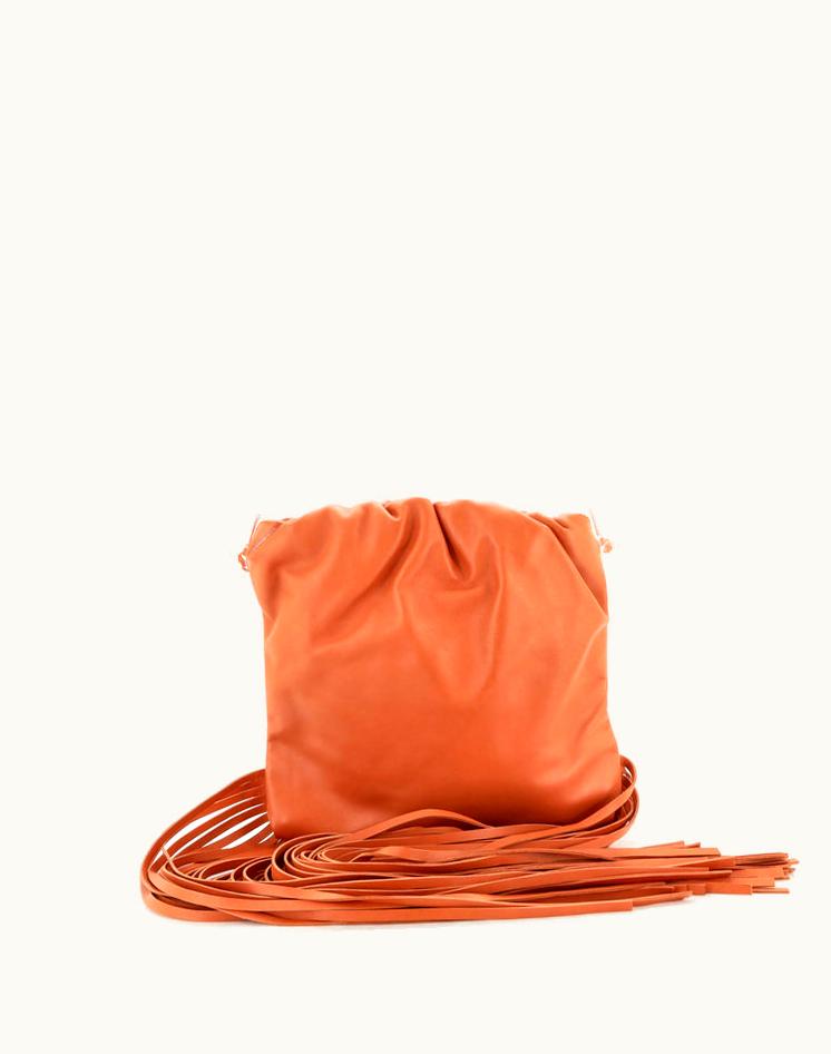 Bottega Veneta Bottega Veneta The Fringe Pouch Leather Shoulder Bag Orange
