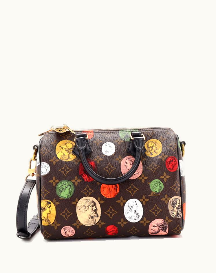 Louis Vuitton Louis Vuitton Speedy Bandouliere Bag Limited Edition Fornasetti Cameo Monogram Canvas 25 in Brown and Gold