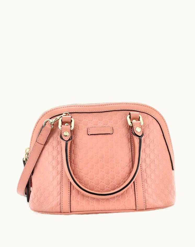 Gucci Gucci Convertible Dome Satchel Mini Microguccissima Leather Pink