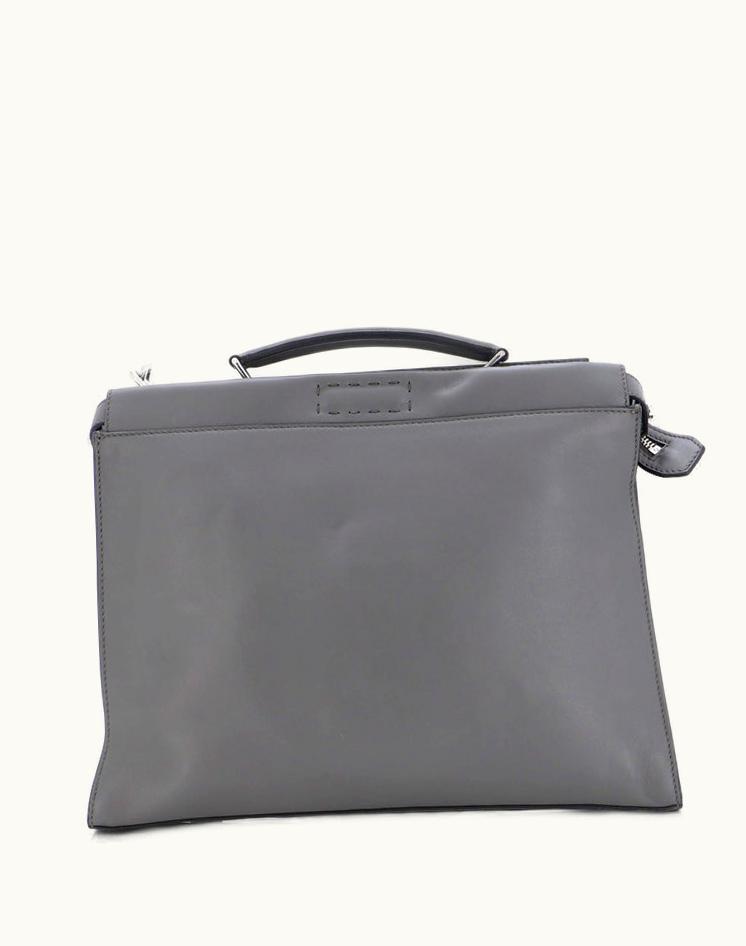 Fendi Fendi Peekaboo Fit Bag Leather With Zucca Embossed Leather Regular Gray Silver