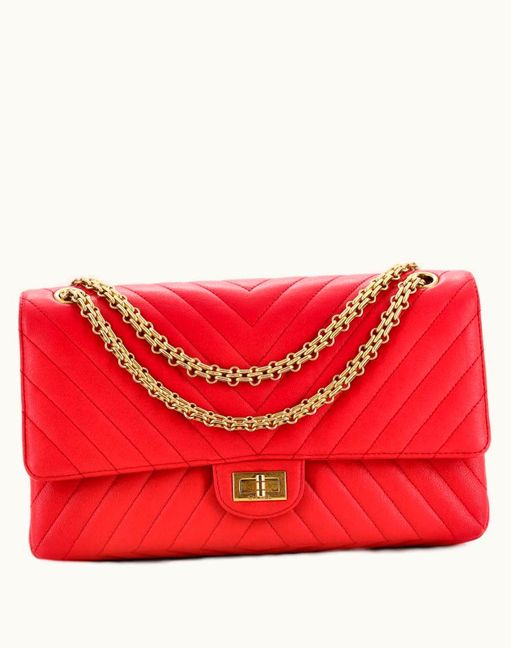 Chanel Chanel Reissue 2.55 Flap Bag Chevron Aged Calfskin 226 in Pink and Blue