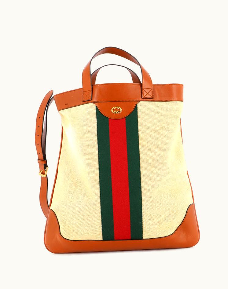 Gucci Gucci Shopping Tote Vintage Web Canvas Large