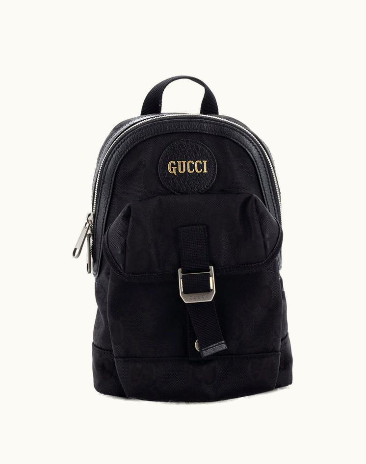 Gucci Gucci Off The Grid Single Pocket Backpack GG Econyl Mini Black Aged Silver