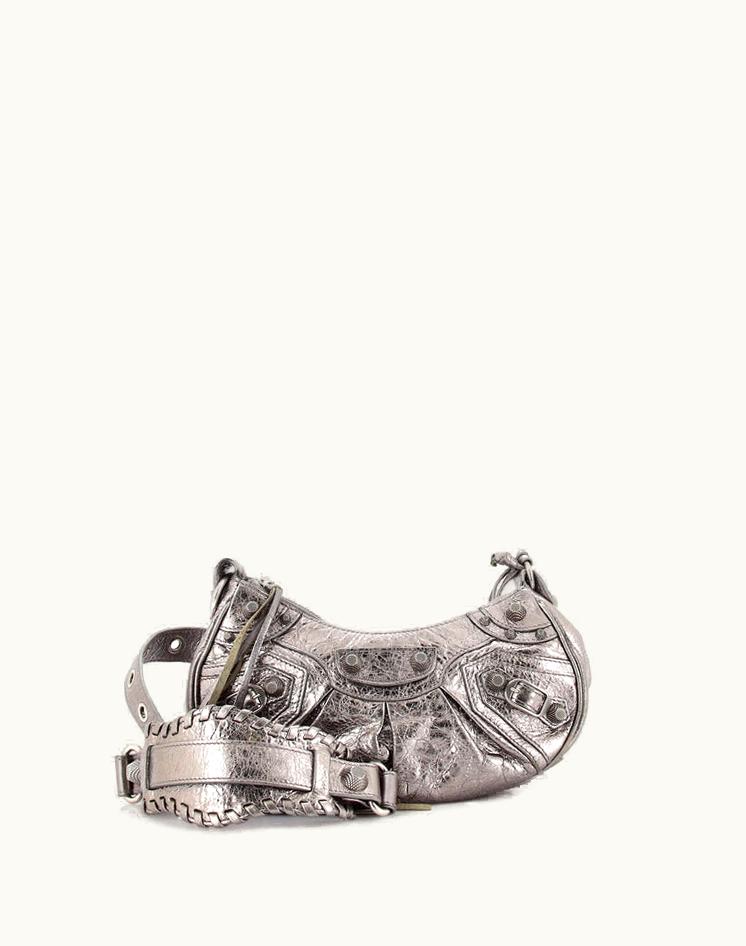 Balenciaga Balenciaga Le Cagole Giant Studs Shoulder Bag Leather XS Silver Aged