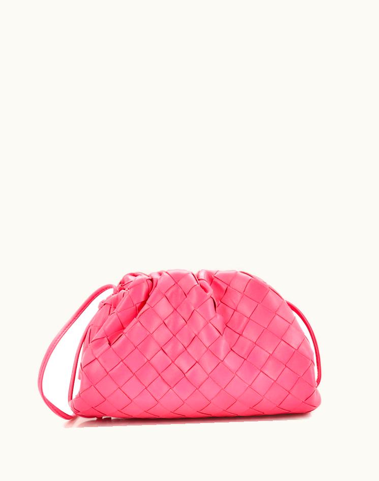 Bottega Veneta Bottega Veneta The Pouch Intrecciato Nappa Mini Leather Crossbody Pink