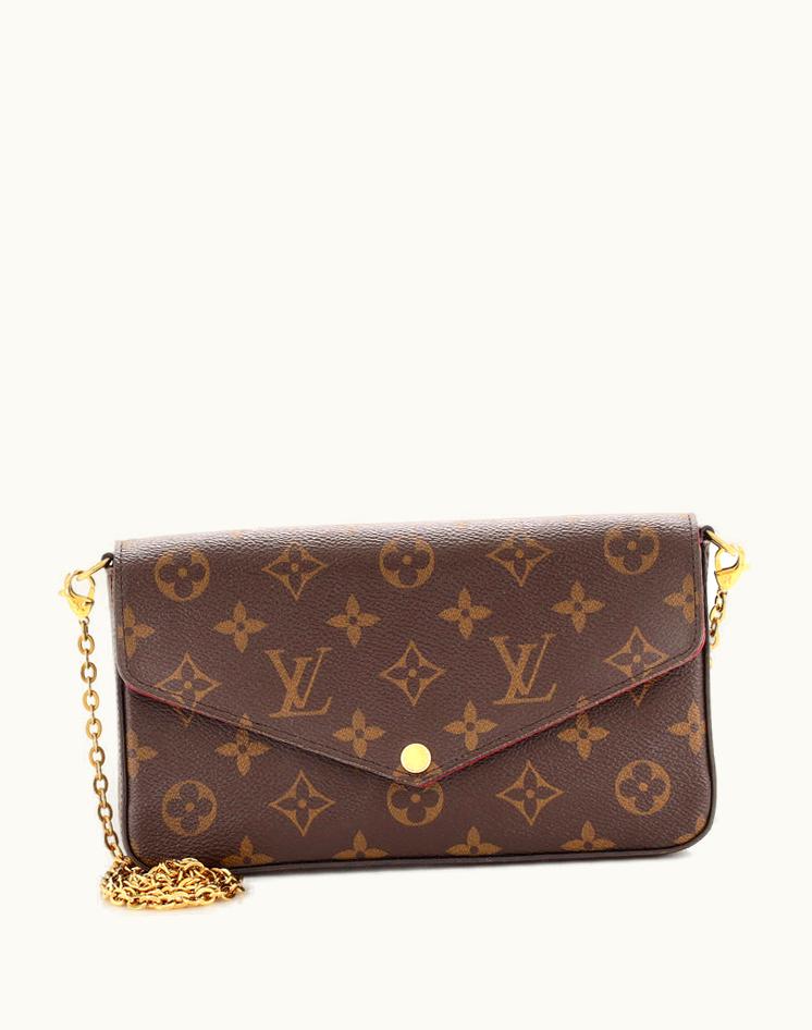Louis Vuitton Louis Vuitton Felicie Pochette Monogram Canvas Coated Brown Fabric Red Gold