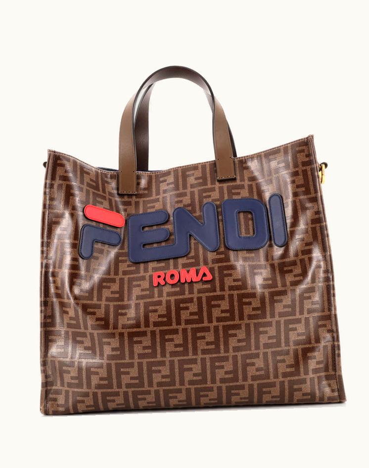 Fendi Fendi Mania Logo Shopper Tote Zucca Coated Canvas Large