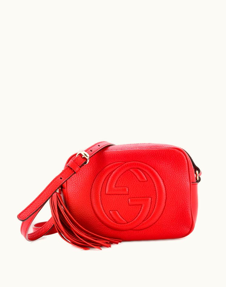 Gucci Gucci Soho Disco Crossbody Bag Leather Small Red Gold Tone