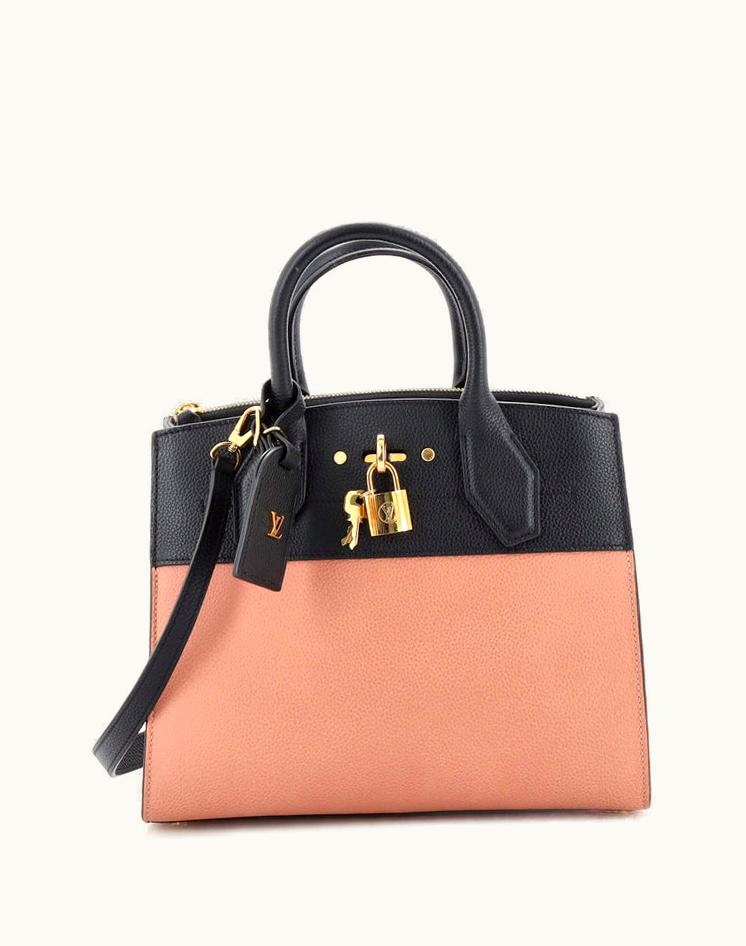 Louis Vuitton Louis Vuitton City Steamer Handbag Leather PM Black/Pink Gold