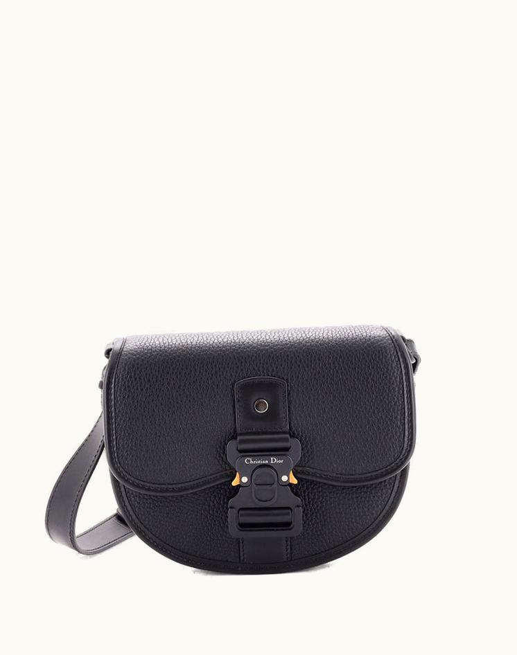 Dior Christian Dior Gallop Flap Messenger Bag Leather Mini Black