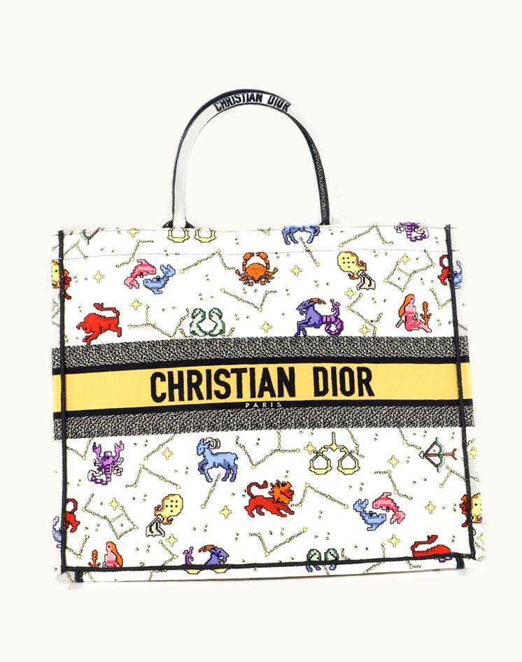 Dior Christian Dior Book Tote Embroidered Canvas Large Multicolor