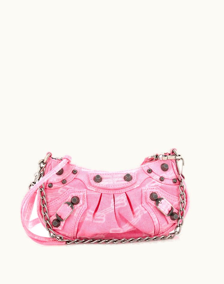 Balenciaga Balenciaga Le Cagole Giant Studs Shoulder Bag BB Monogram Denim Mini