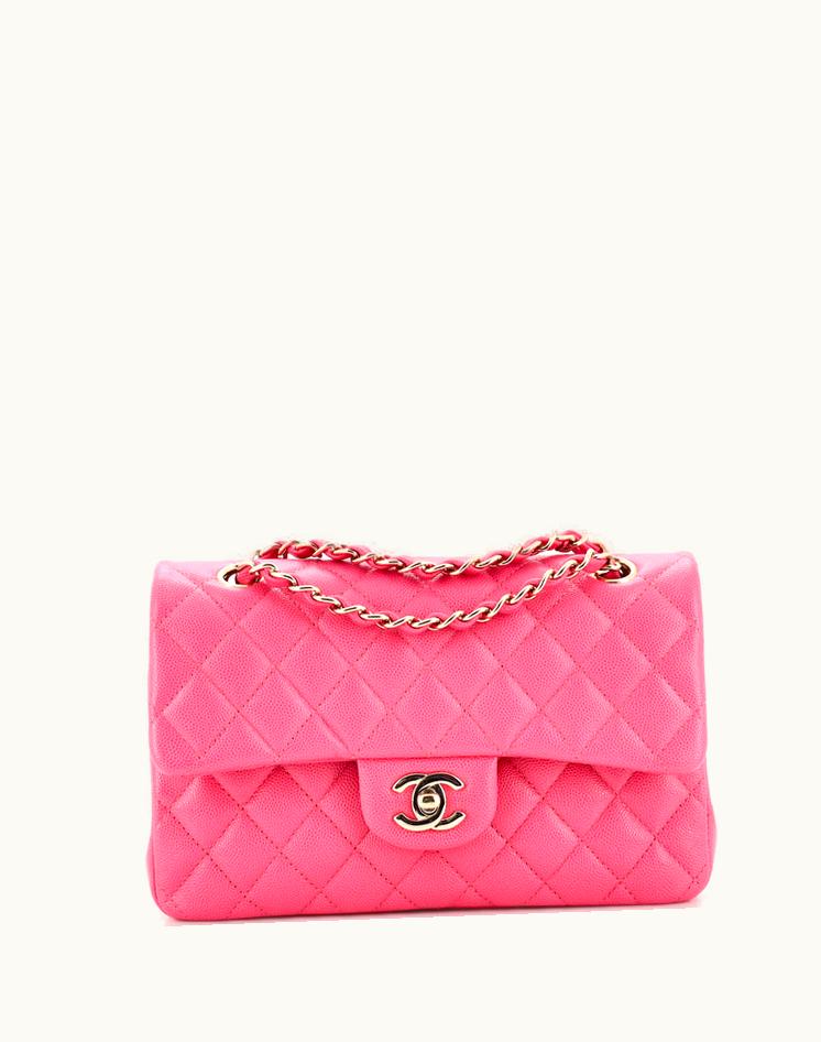 Chanel Chanel Classic Double Flap Bag Quilted Caviar Small Pink Gold