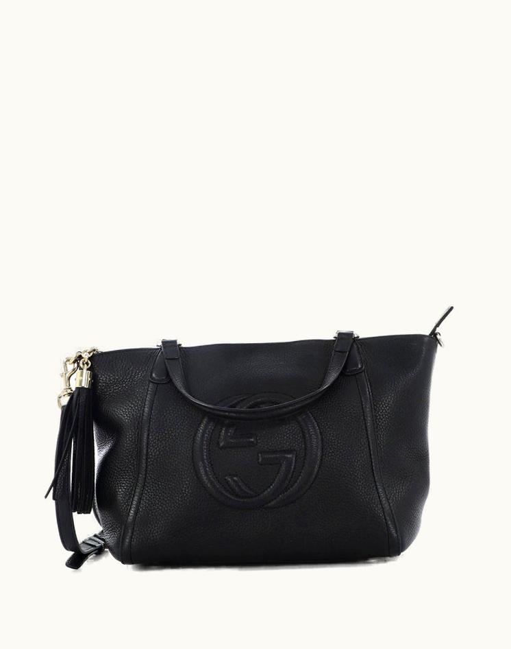 Gucci Gucci Soho Convertible Top Handle Bag Small Leather Black