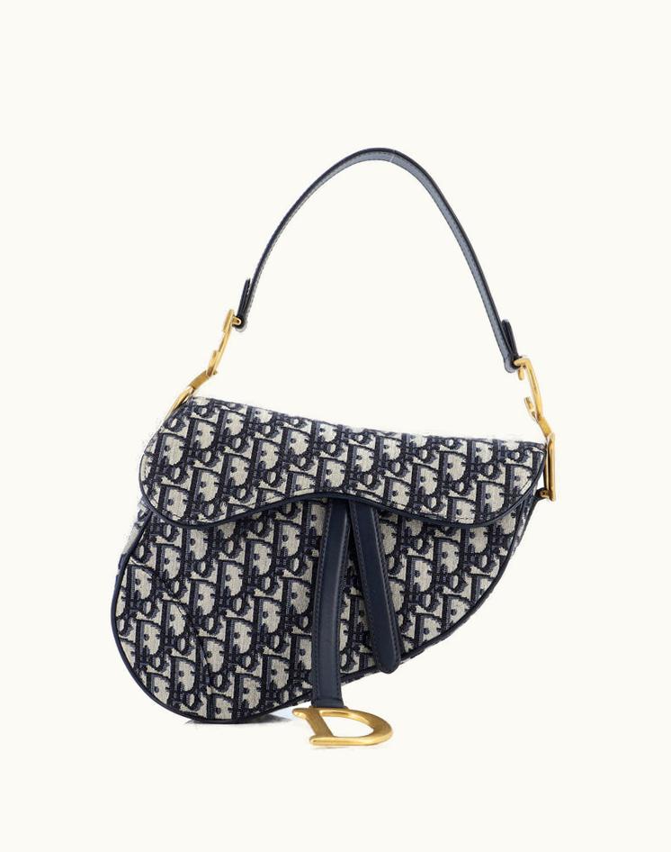 Dior Christian Dior Saddle Handbag Oblique Canvas Medium Blue