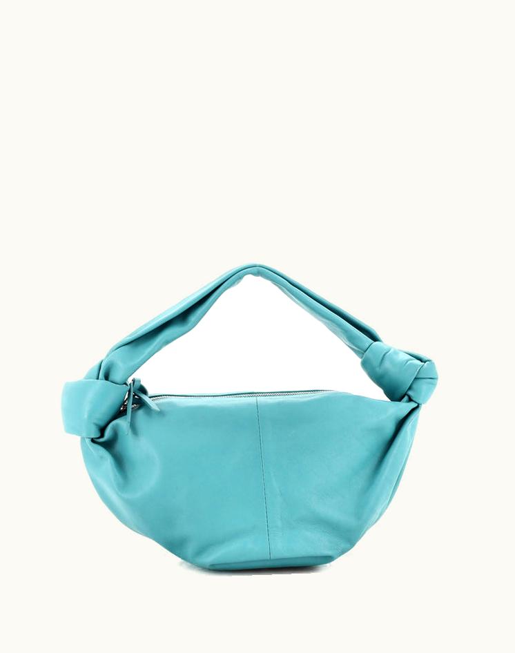 Bottega Veneta Bottega Veneta Double Knot Hobo Leather Mini Blue