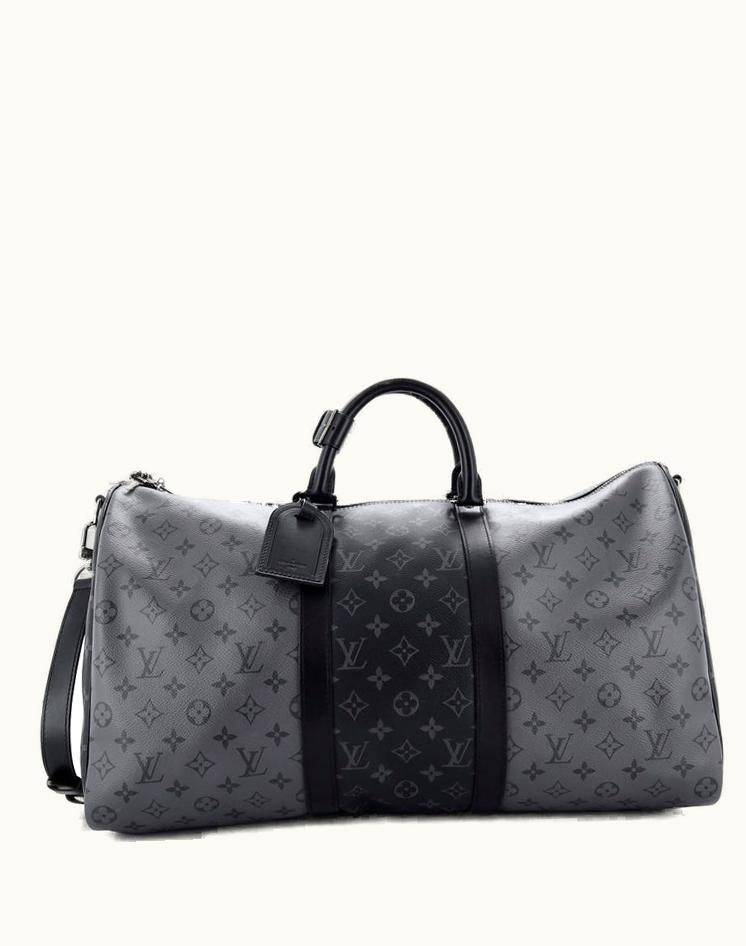 Louis Vuitton Louis Vuitton Keepall Bandouliere Bag Reverse Monogram Eclipse Canvas 50 in Black Gun Metal