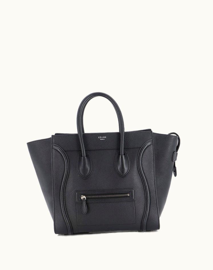 Celine Celine Luggage Bag Grainy Leather Mini Black Aged Silver