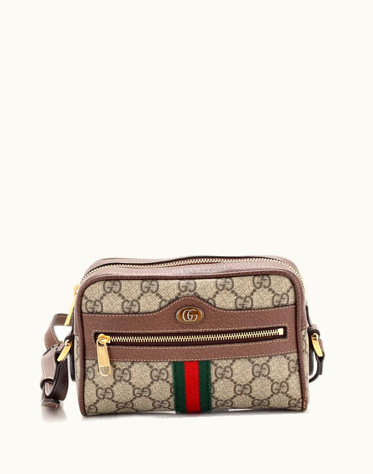 Gucci Gucci Ophidia Mini Shoulder Bag GG Coated Canvas Brown