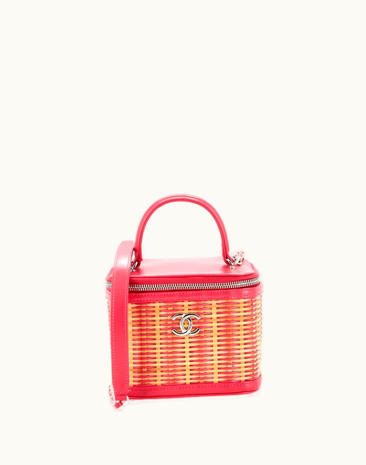 Chanel Chanel Take Away Vanity Case Rattan And Calfskin Small