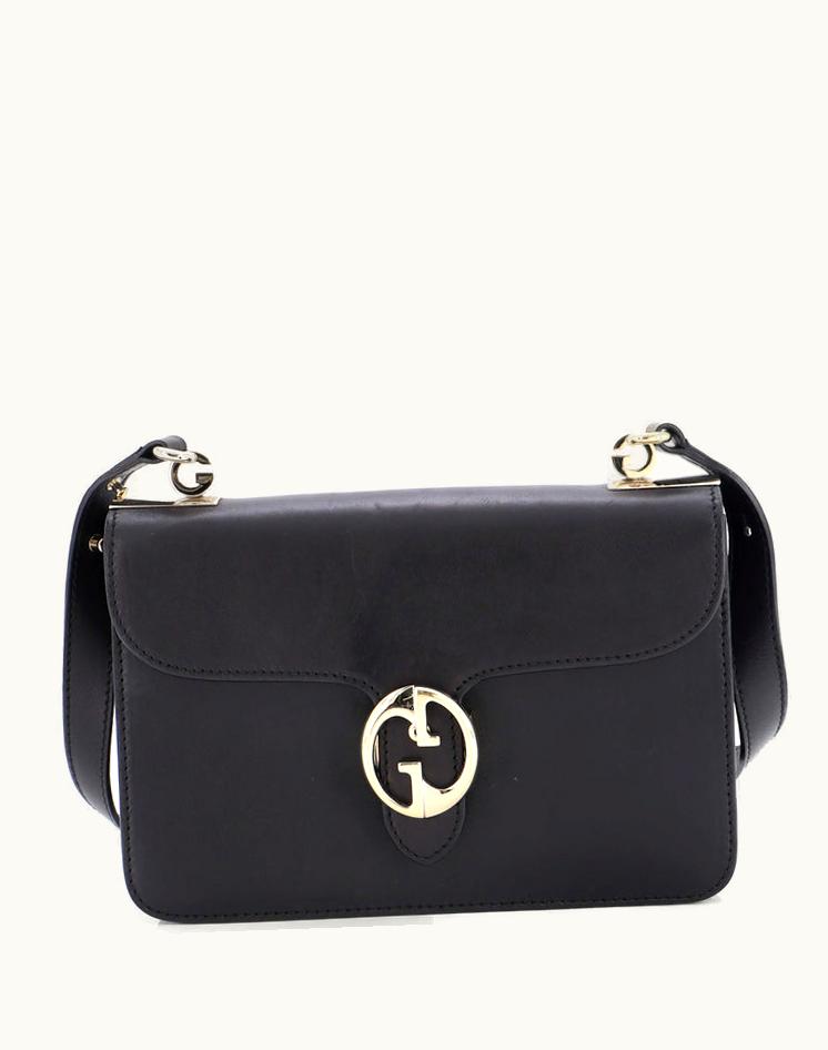 Gucci Gucci 1973 Flap Top Handle Bag Leather Medium