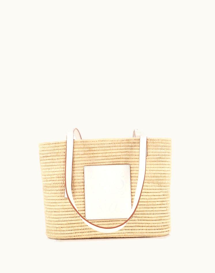Loewe Loewe Raffia Square Basket Tote Small Silver