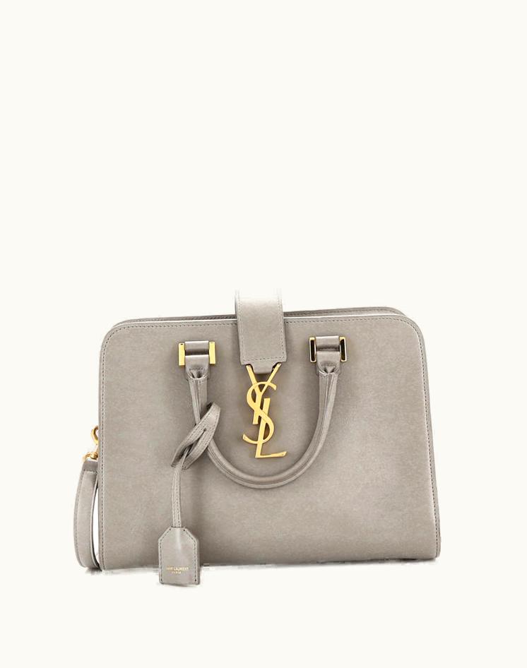 Saint Laurent Saint Laurent Monogram Cabas Leather Baby Gray Gold