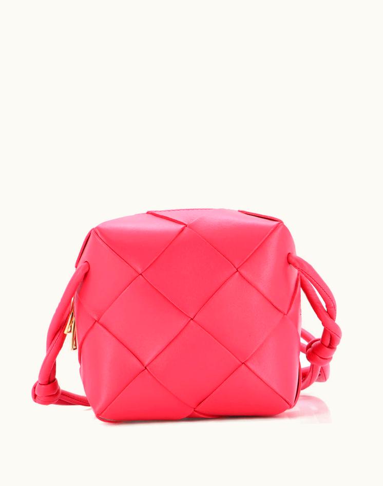Bottega Veneta Bottega Veneta Cassette Camera Crossbody Bag Maxi Intrecciato Leather Mini Pink