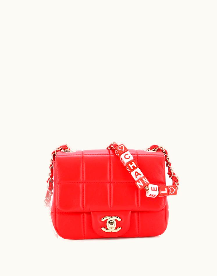 Chanel Chanel Monacoco Logo Blocks Square Flap Bag Quilted Lambskin With Resin Mini