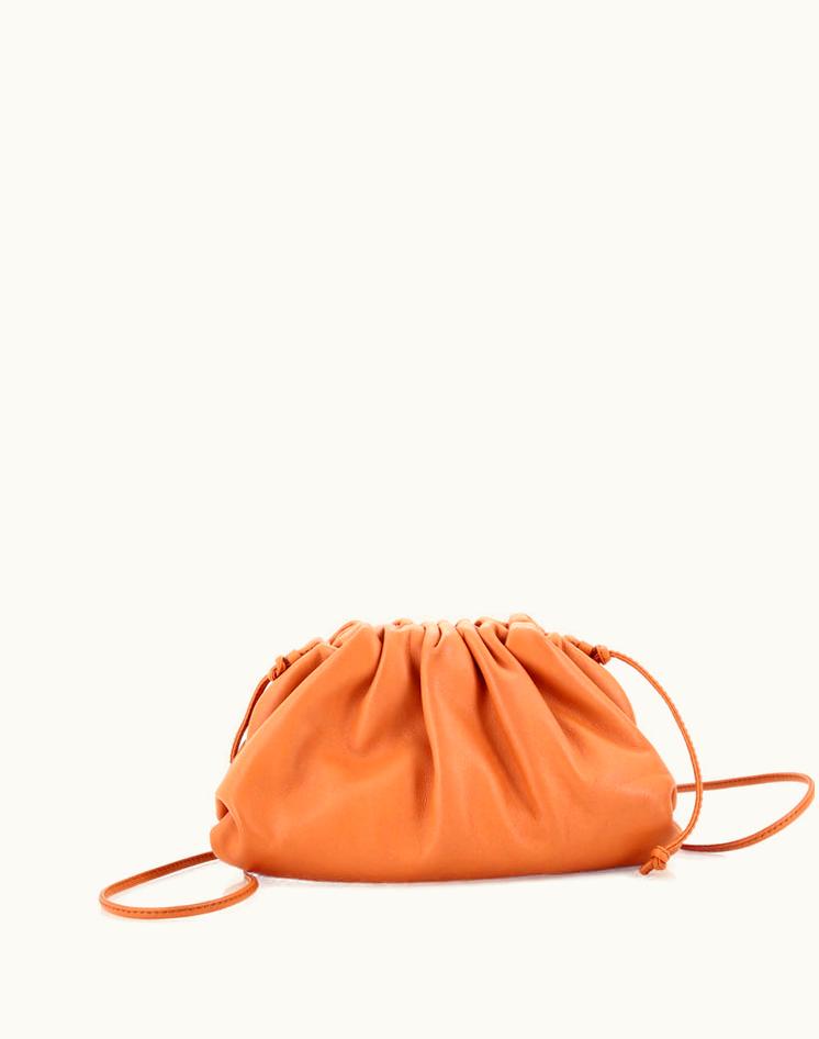 Bottega Veneta Bottega Veneta The Pouch Leather Mini Orange Brown Gold