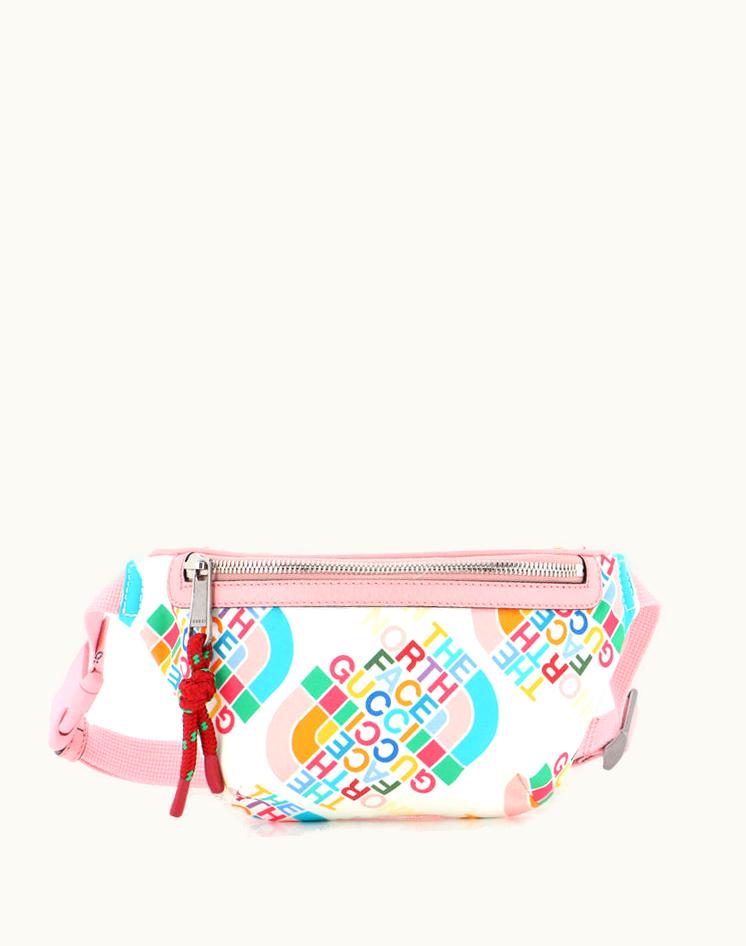 Gucci Gucci X The North Face Zip Belt Bag Printed Nylon in White/Pink