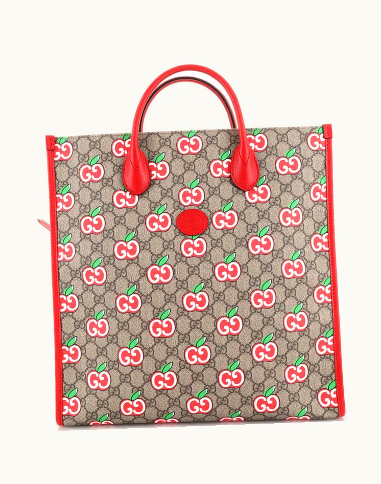 Gucci Gucci Vertical Structured Top Handle Open Tote Printed GG Coated Canvas Medium