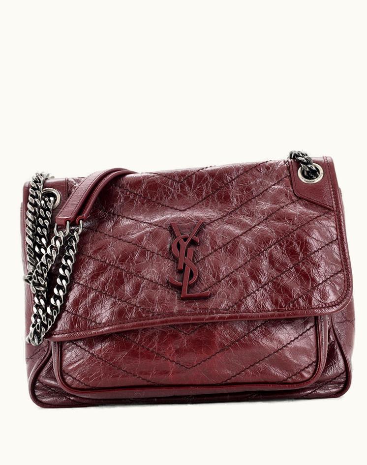 Saint Laurent Saint Laurent Niki Chain Flap Bag Matelasse Chevron Leather Medium in Red