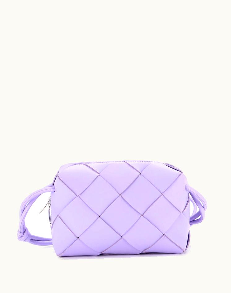 Bottega Veneta Bottega Veneta Cassette Camera Crossbody Bag Maxi Intrecciato Leather Small Purple