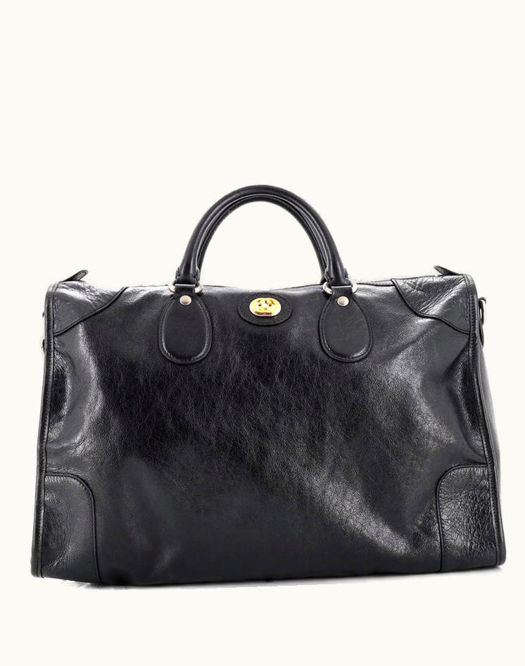 Gucci Gucci Morpheus Zip Convertible Duffle Bag Leather Medium Black